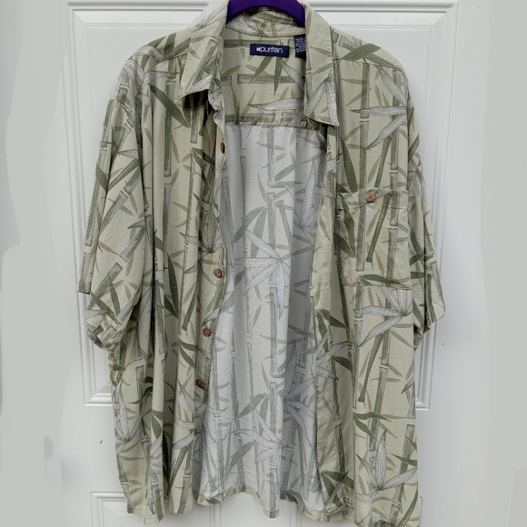 Men's Hawaiian Shirt Green Bamboo by Puritan Size XL - Picture 2 of 6